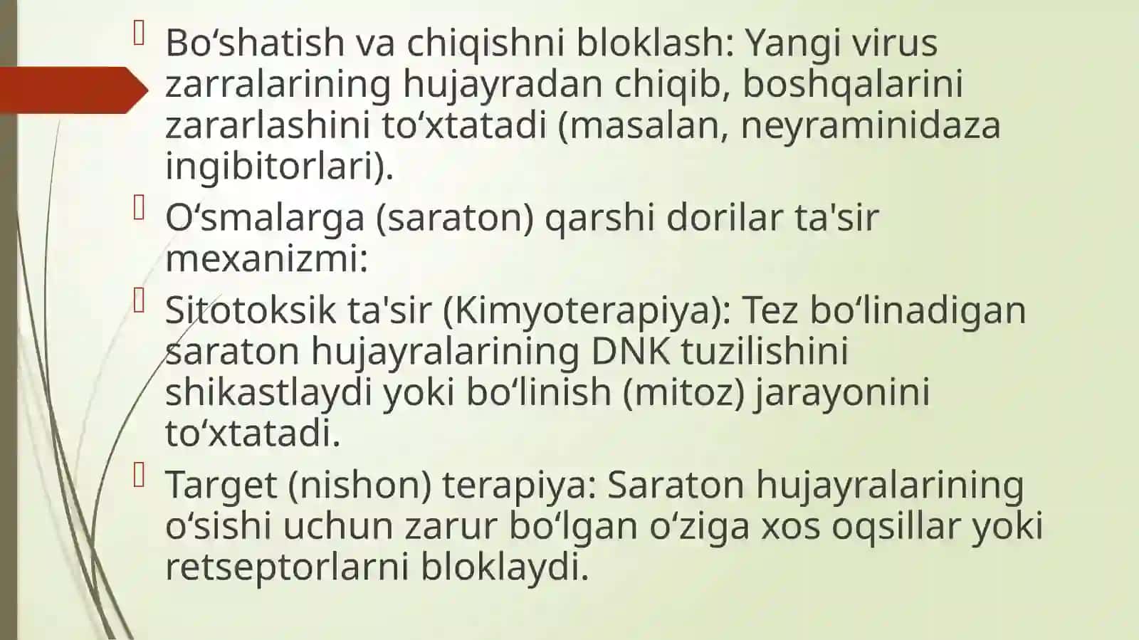 Viruslarga va o’smalarga qarshi dori vositalarni ta’sir mexanizmi 4
