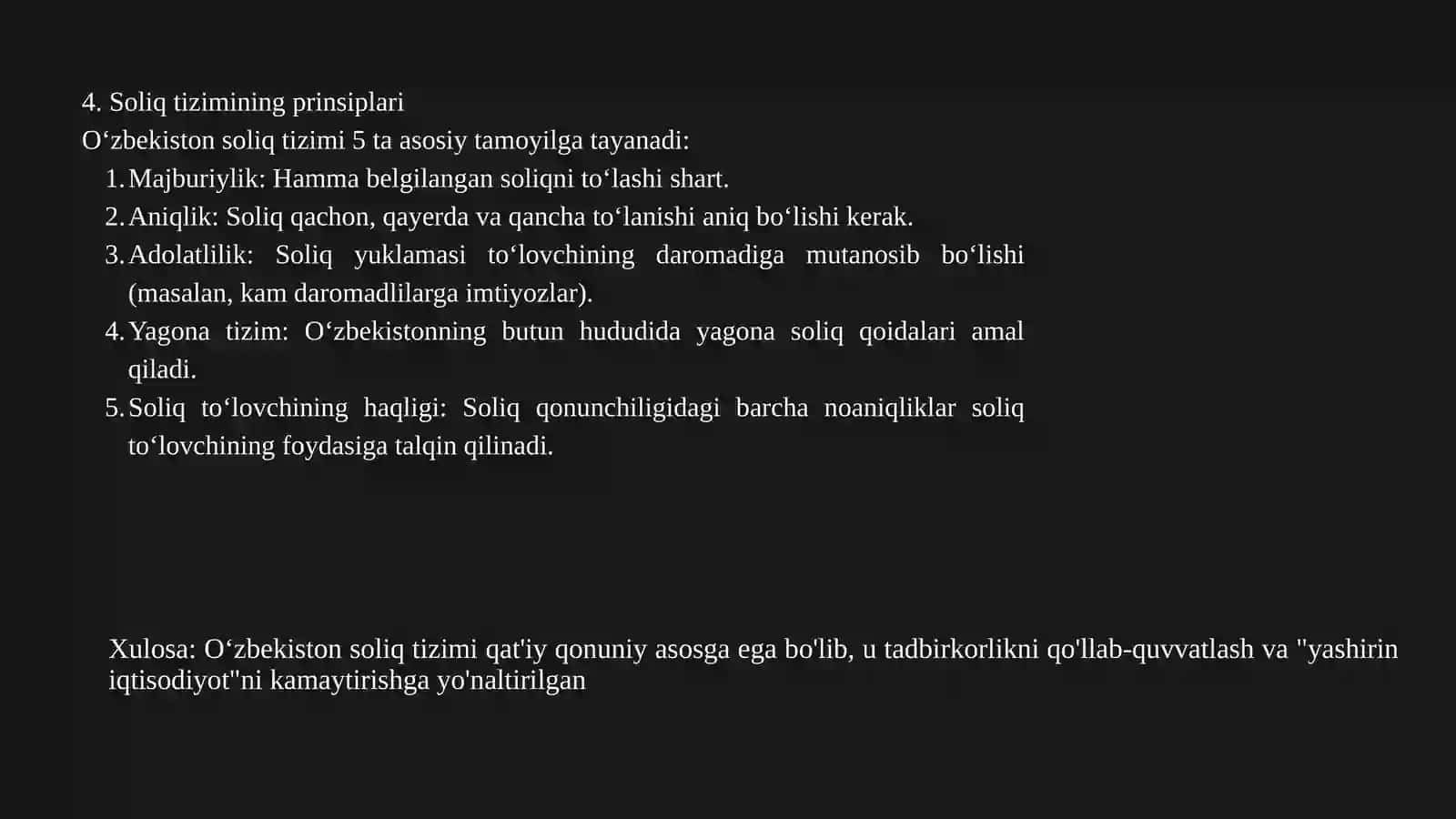 O’zbekistonda Soliqlar Va Yig’imlar Hamda Maxsus Soliq Rejimlari 4