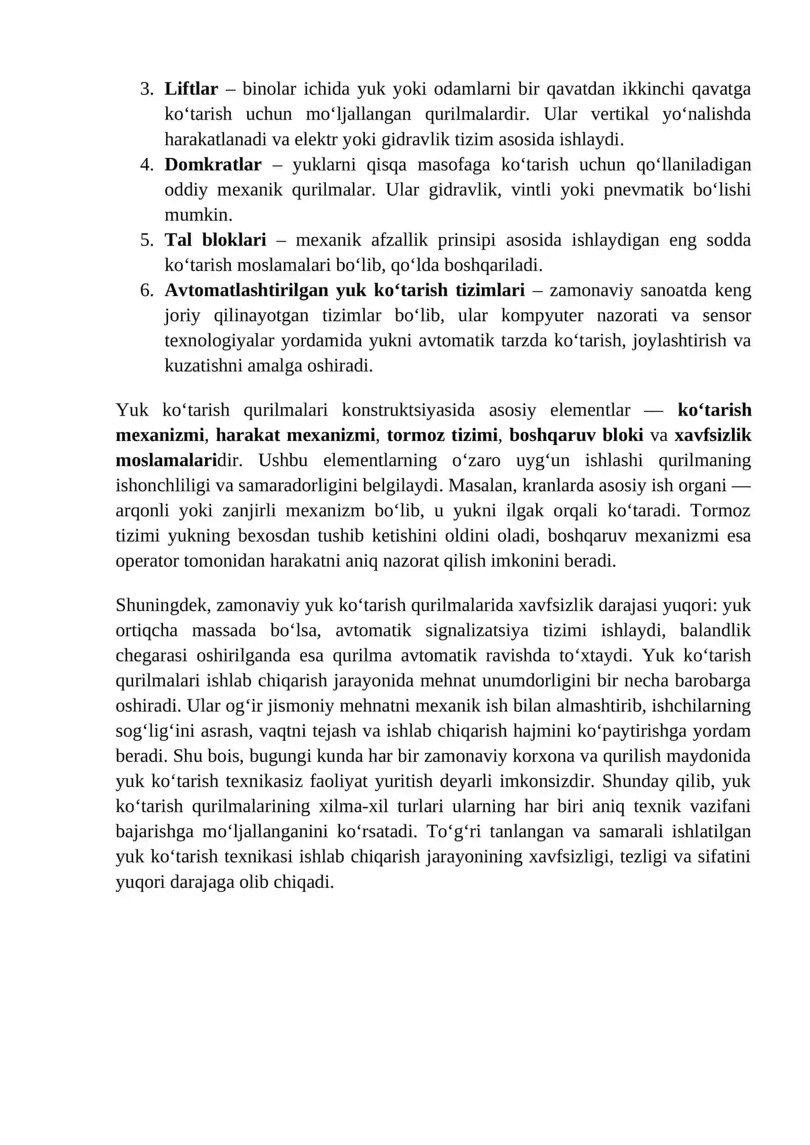 Yuk ko‘tarish qurilmalarining ish ko‘rsatkichi 4