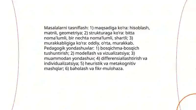 Arifmetik masalalar yechishga oʻrgatish metodikasi 4
