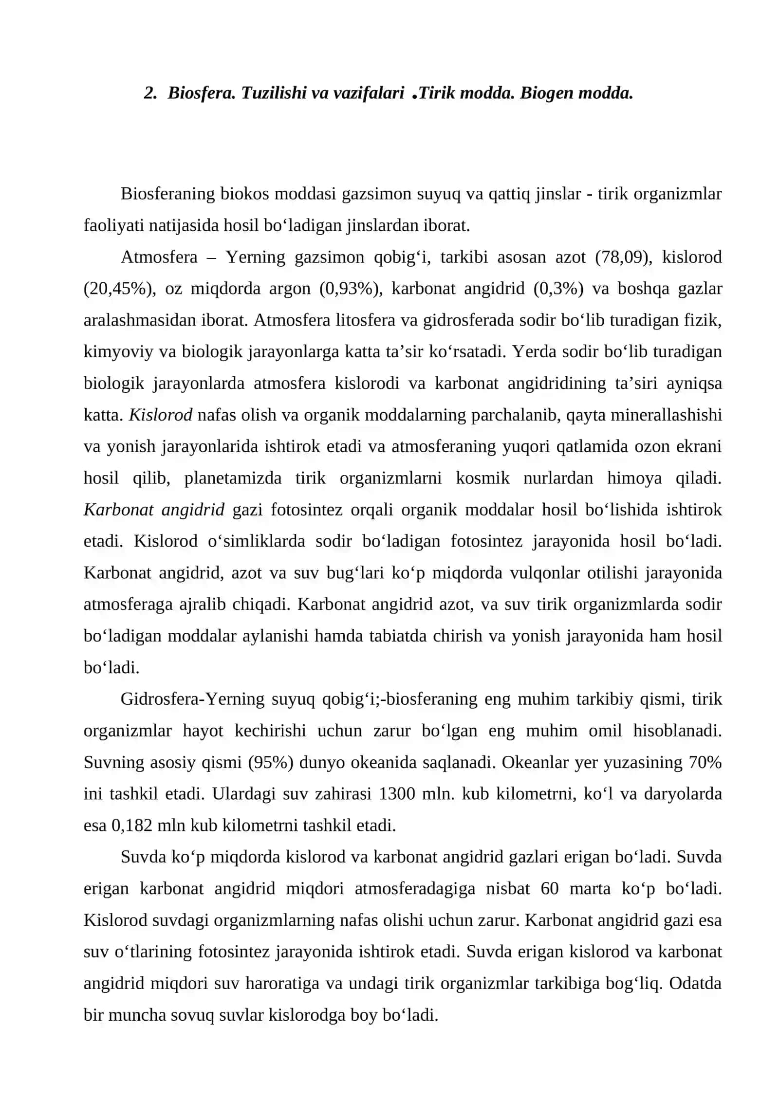 Biosfera. Tuzilishi va vazifalari 4