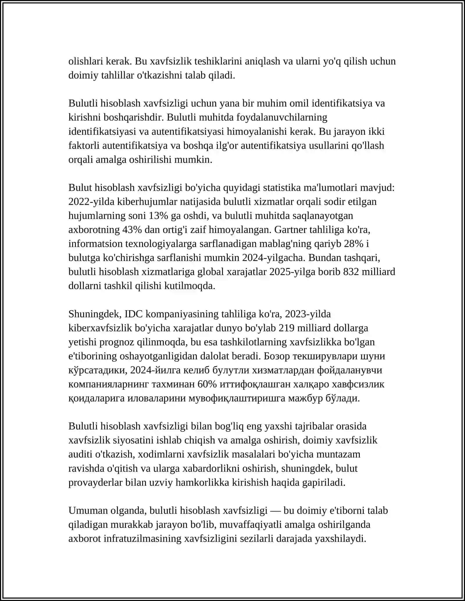 BULUTLI HISOBLASH XAVFSIZLIGI: XAVFLAR VA ULARNI MINIMALLASHTIRISH USULLARI 4