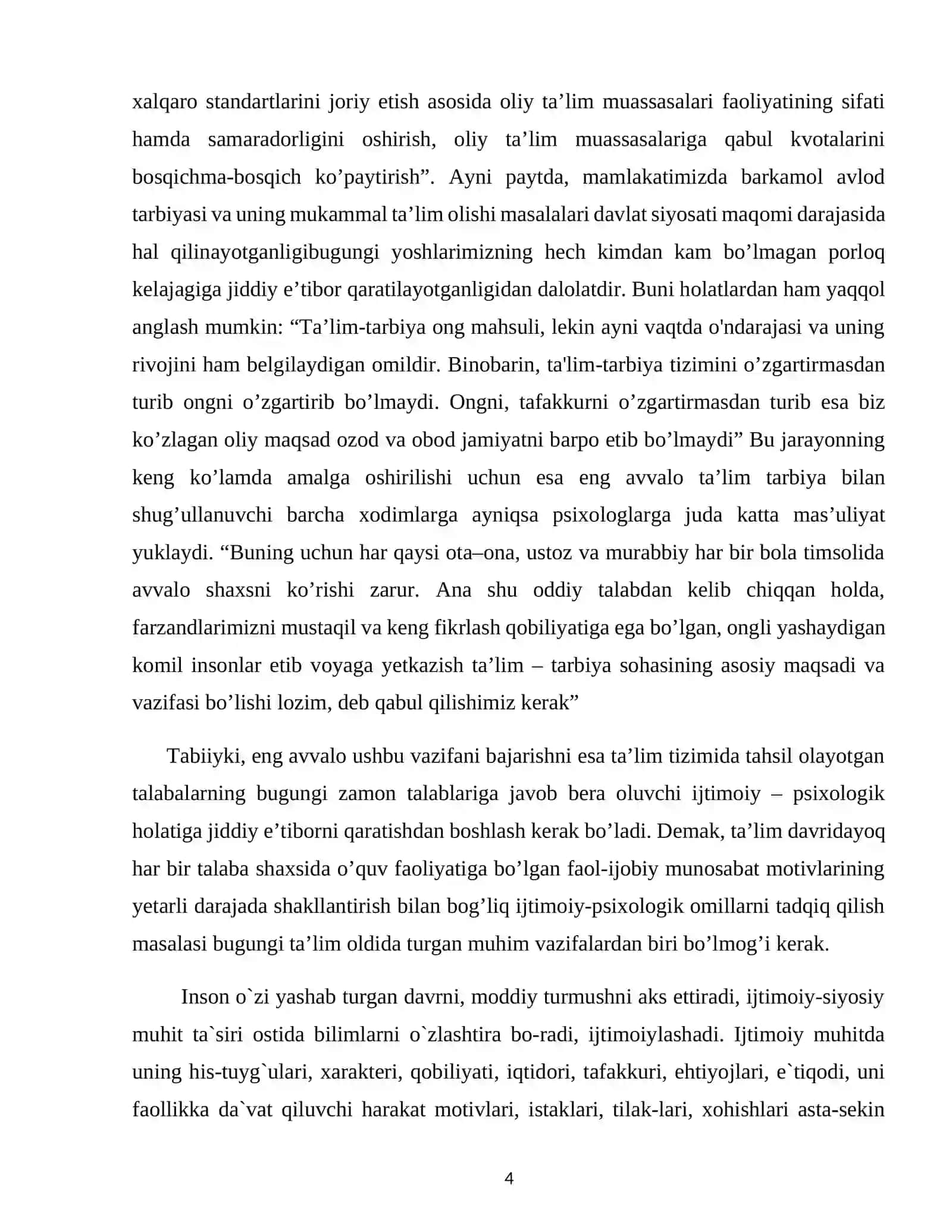 «Bolalar psixologiyasining ilmiy-tadqiqot metodlari» KURS ISHI 4