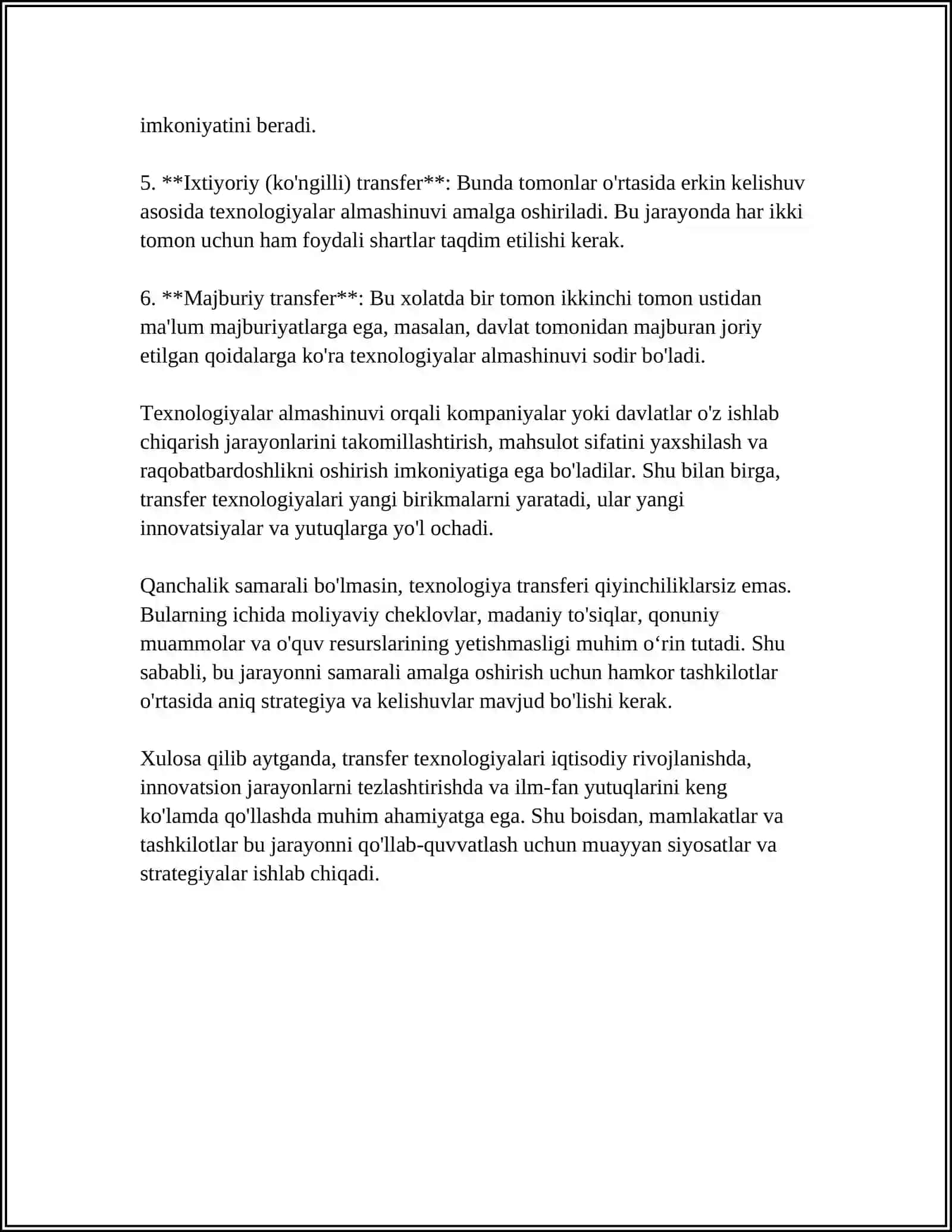 TRANSFER TEXNOLOGIYALAR 4