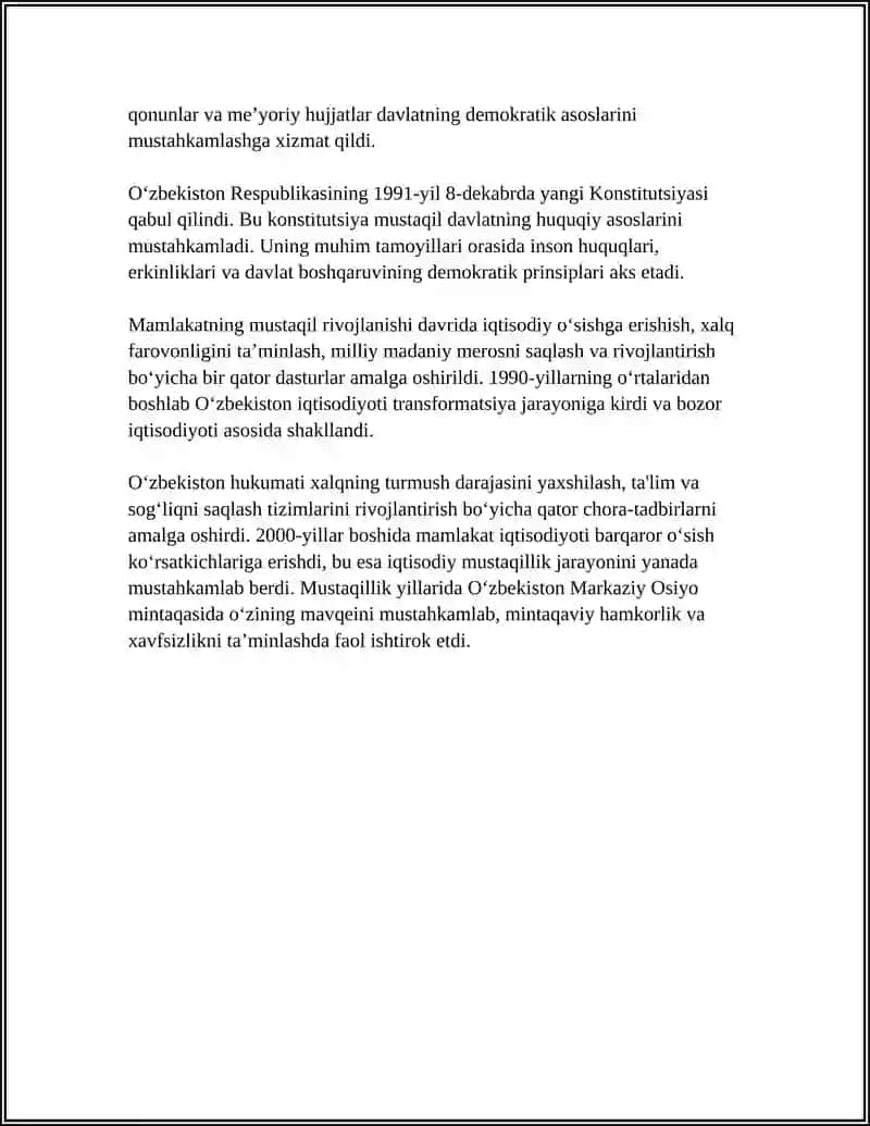 MUSTAQIL OʻZBEKISTON RESPUBLIKASINING TASHKIL TOPISHI 4