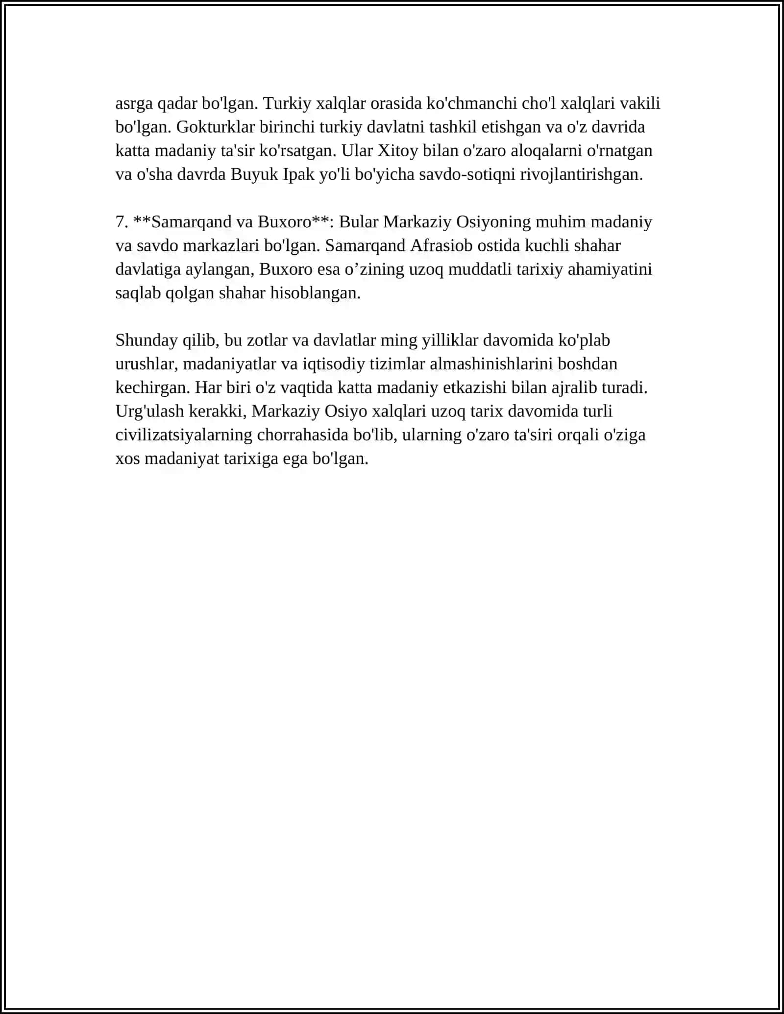 "MARKAZIY OSIYO XALQLARI TARIXI,MADANIYATI,ETNOGRAFIYASI MUAMMOLARI" 4