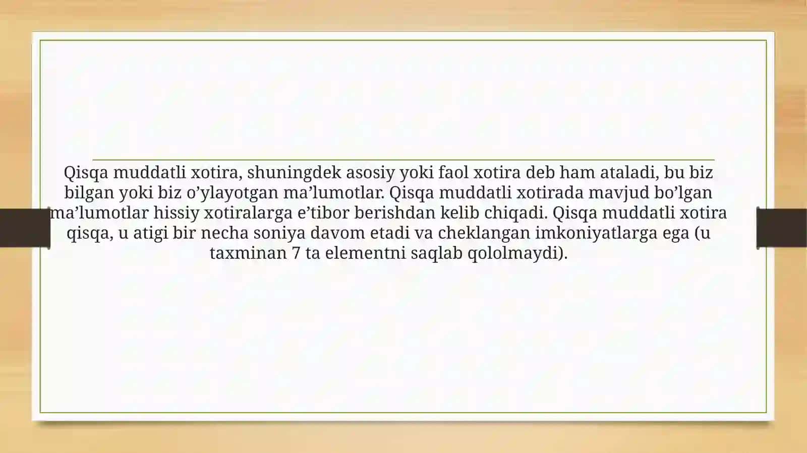 QISQA MUDDATLI XOTIRANI TADQIQ ETISH 4