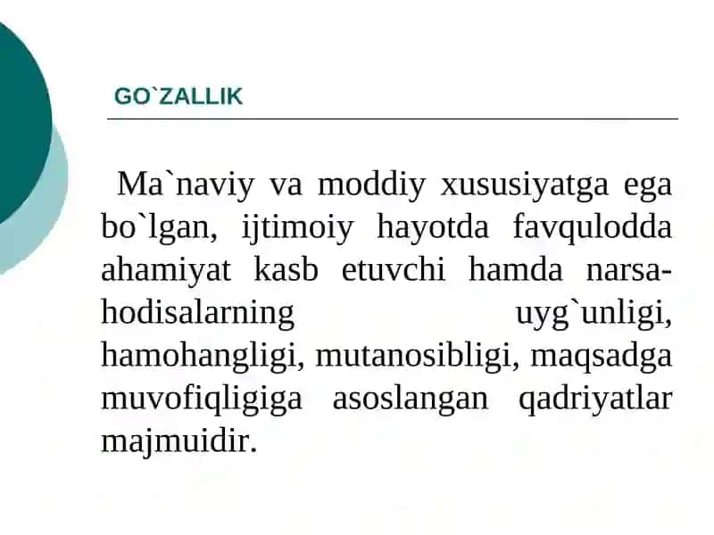 NAFOSAT FALSAFASI. (ESTETIKA) 4