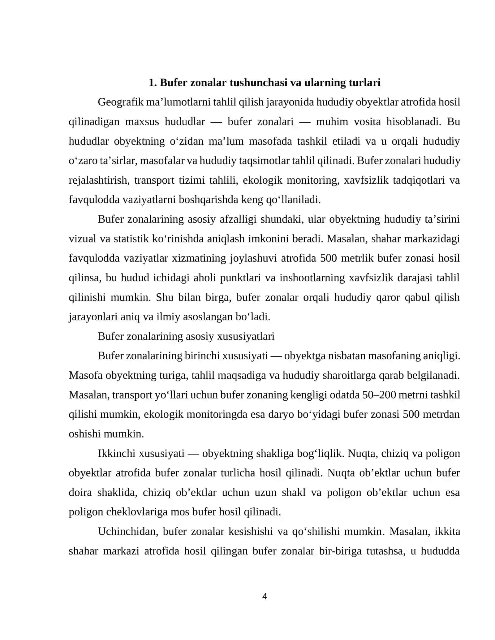 Buffer (bufer) zonalarini hosil qilish va tahlil qilish 4