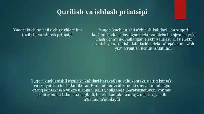 Yuqori Kuchlanishli Õchirgichlar 4