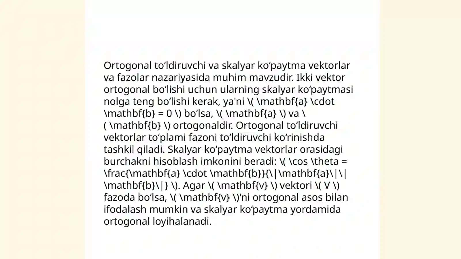 Ortogonal toʻldiruvchi va uning xossalari 4
