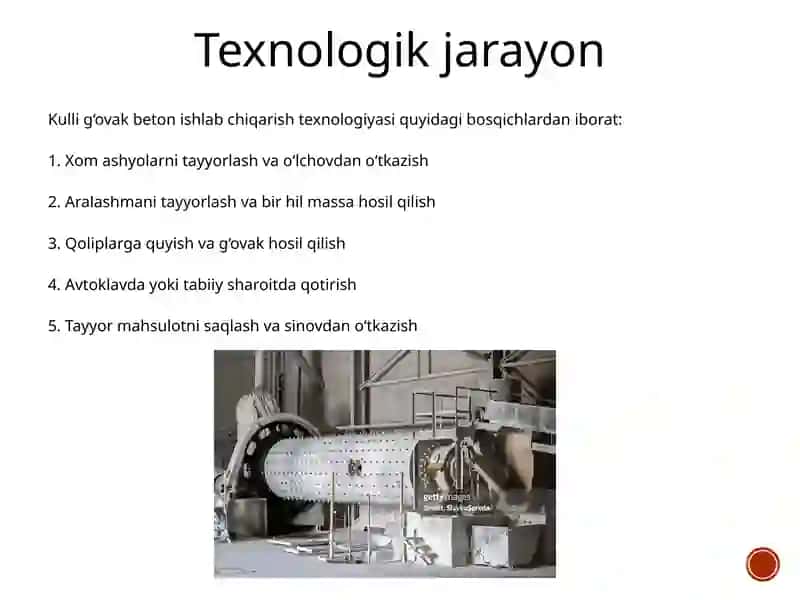 Kulli g‘ovak betonlar ishlab chiqarish 4