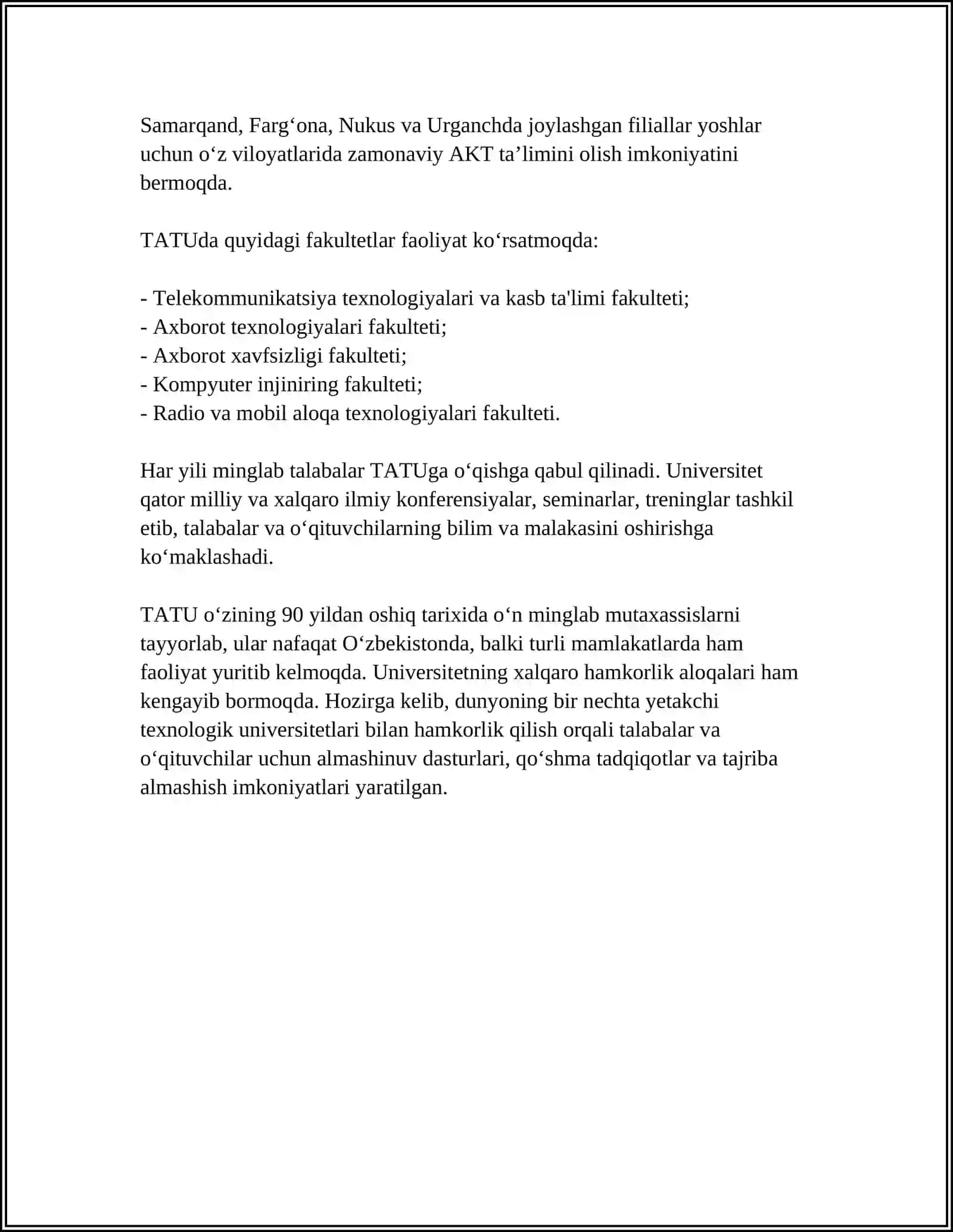 Toshkent axborot texnologiyalari universiteti (TATU) tarixi 4