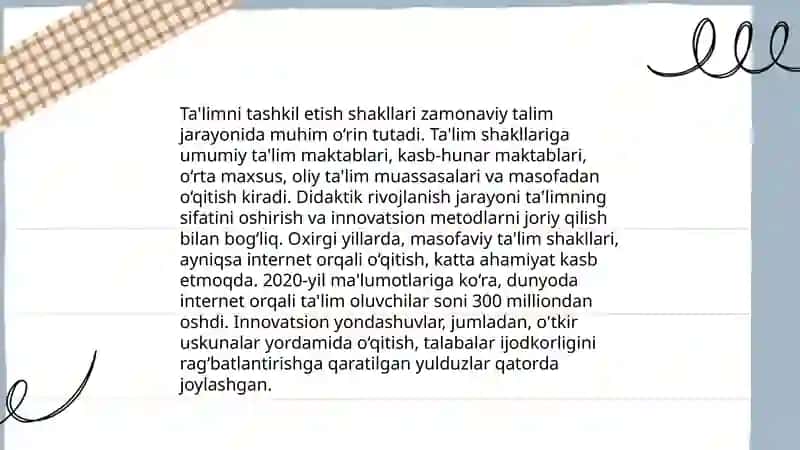 Taʼlimni tashkil etish shakllari 4