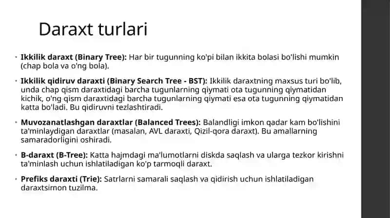Daraxtsimon ma'lumotlar tuzilmasi va ular ustida amallar 4