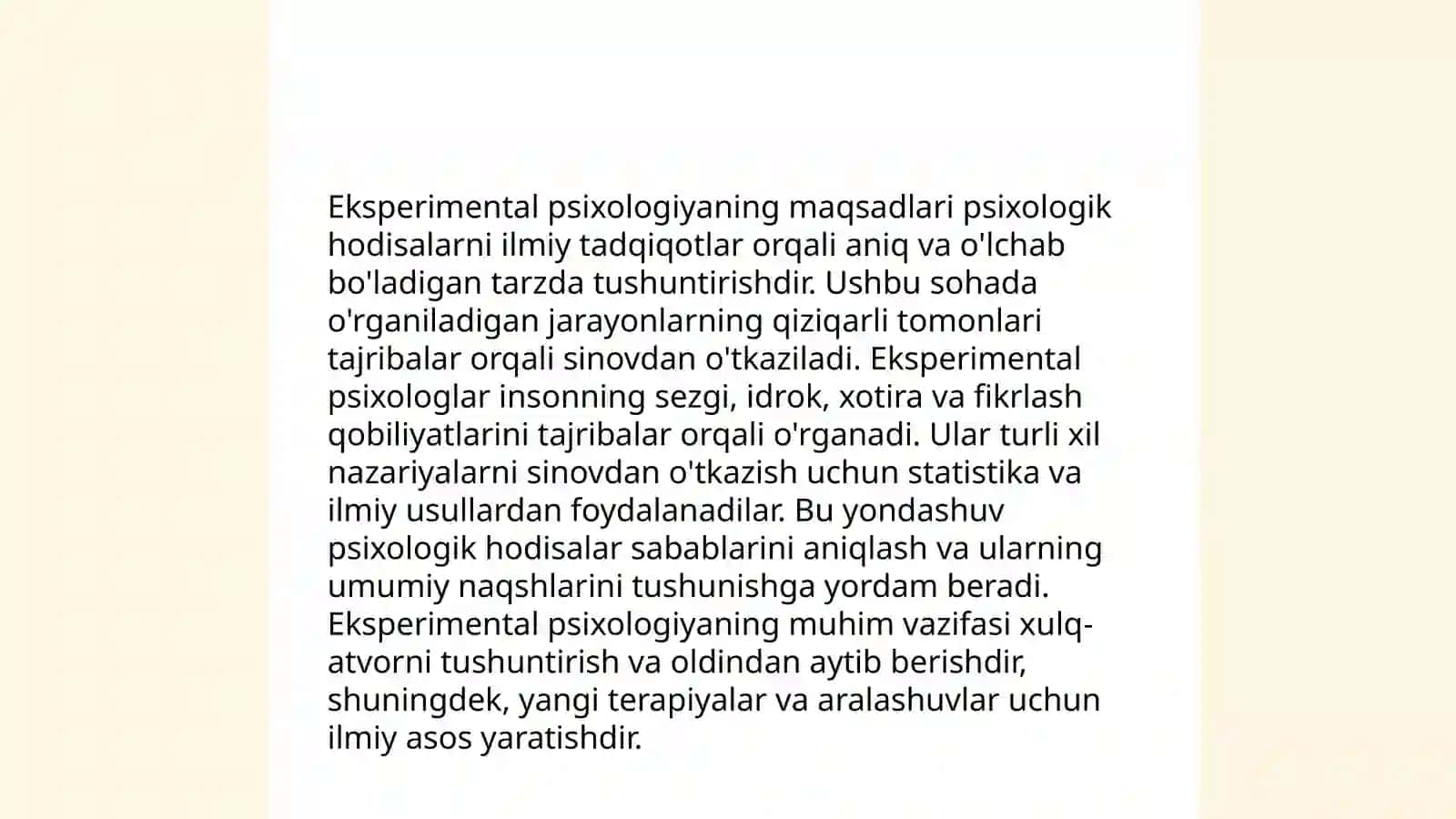 Eksperimental psixologiyaning ilmiy bilimlar tizimidagi oʻrni 4