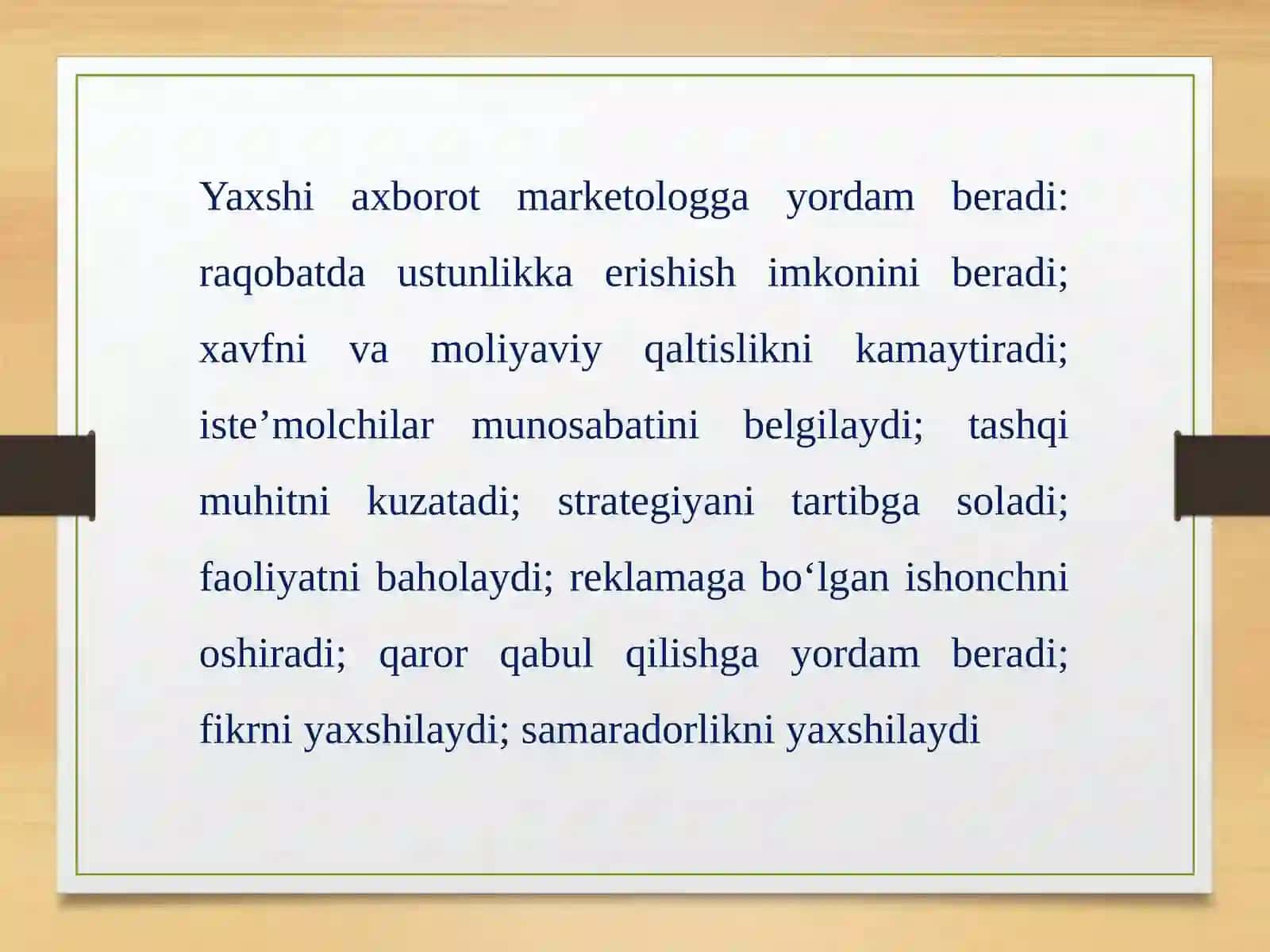 MARKETING FAOLIYATINING AXBOROTTA’MINOTI 4