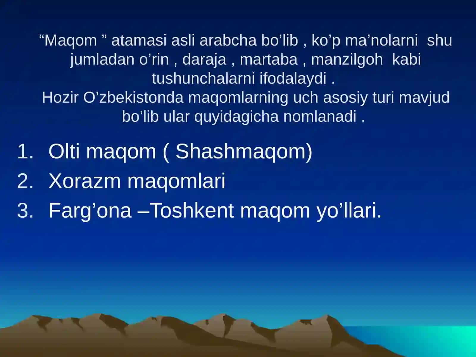 Maqom   haqida   tushuncha Shashmaqom 4