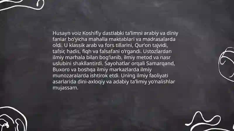 Husayn voiz Koshifiy hayoti va ijodi 4