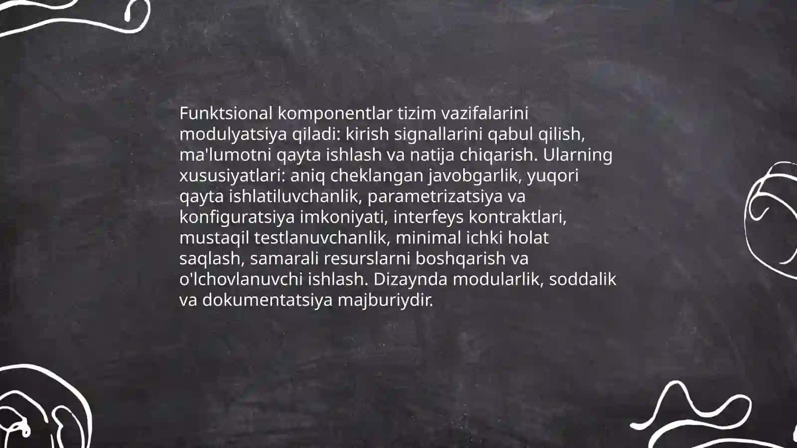 Asosiy komponentlik kategoriyalarning tavsifi 4