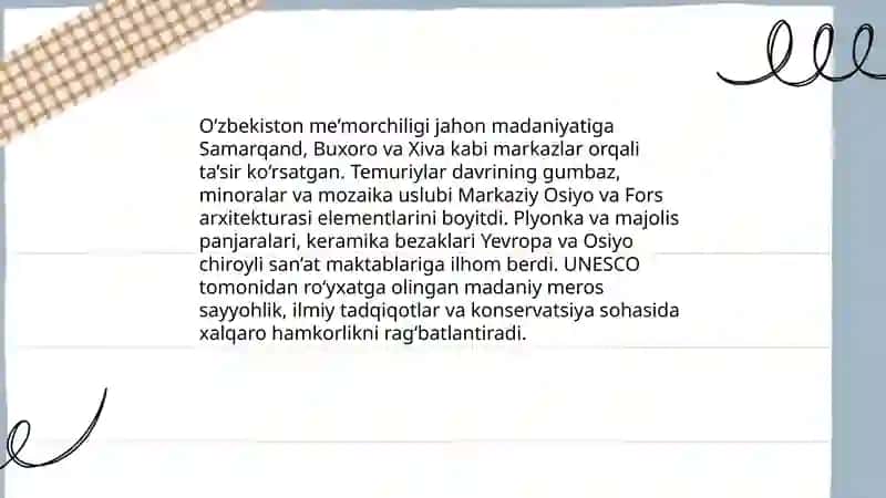 Ipak yo'li va O'zbekiston hamda jahon madaniyati 4