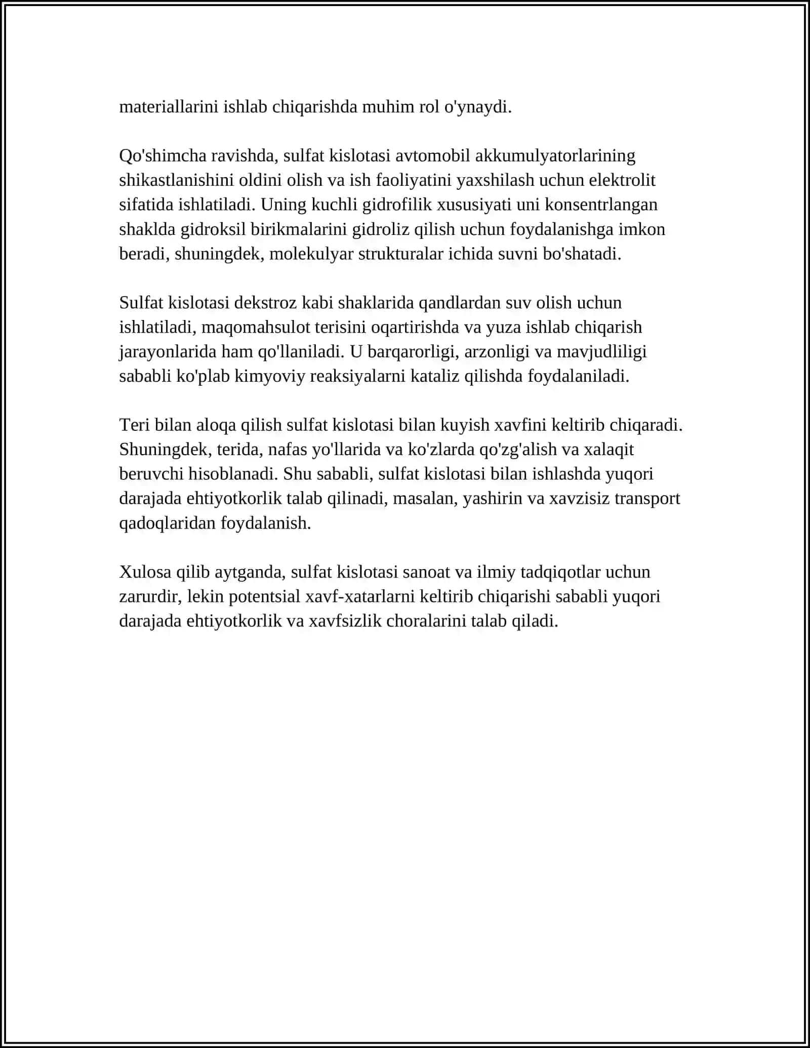 SULFAT KISLOTA ISHLAB CHIQARISH 4