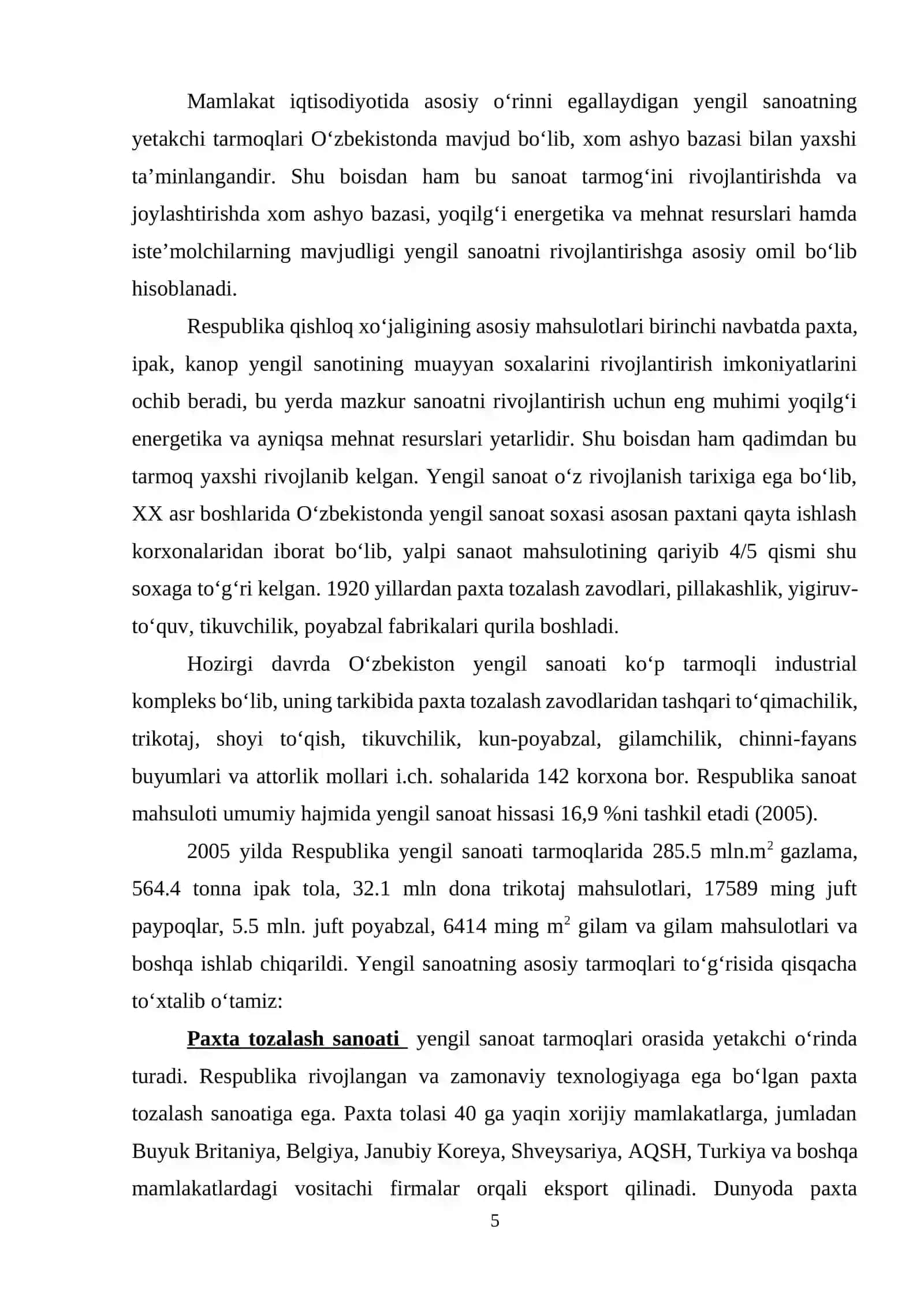 Yengil sanoatning ahamiyati 4