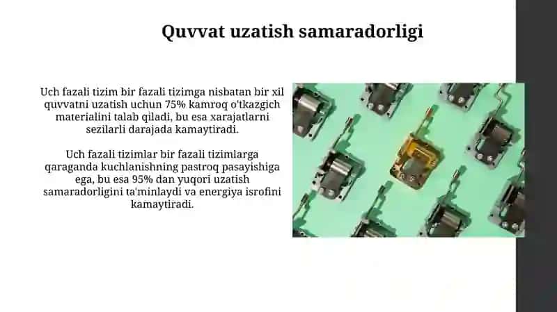 Uch fazali elektr tokiuniafzalliklari 4