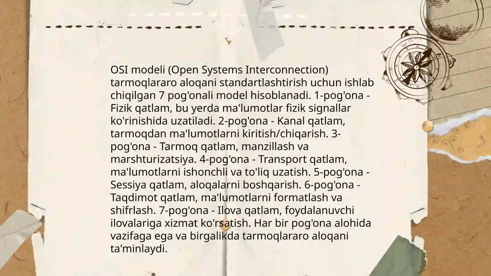 Tarmoq arxitekturasi pogʻonalari 4