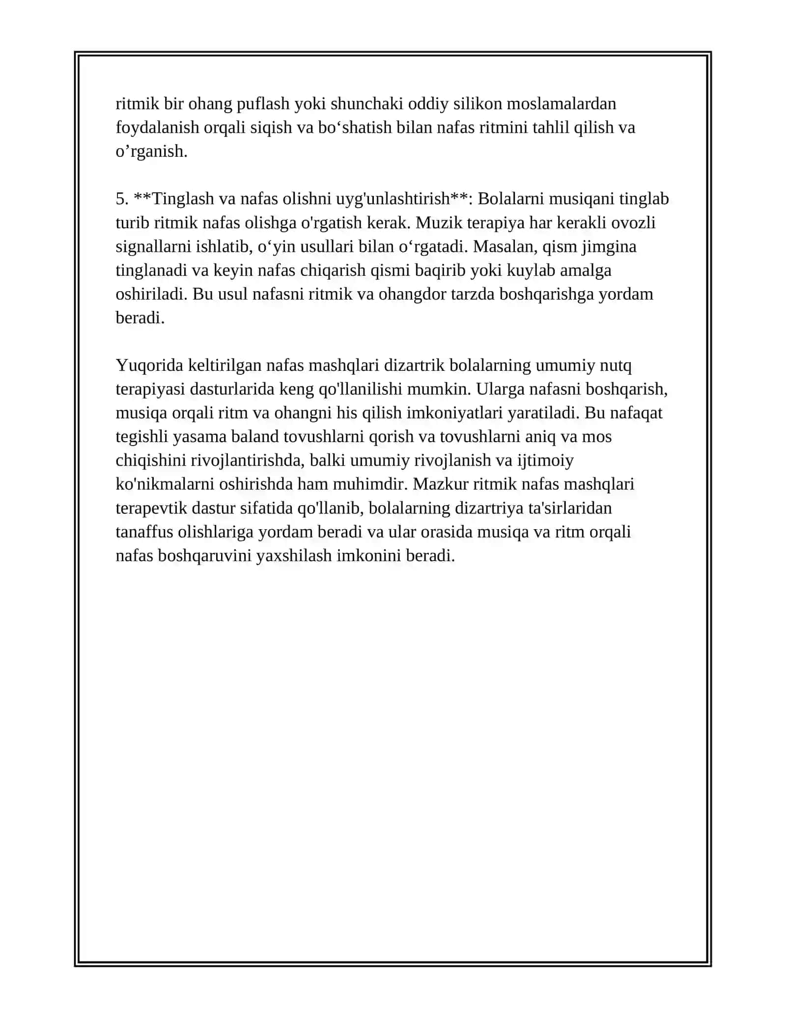DIZARTRIK BOLALAR UCHUN MUSIQALI RITMIK MASHQLAR 4