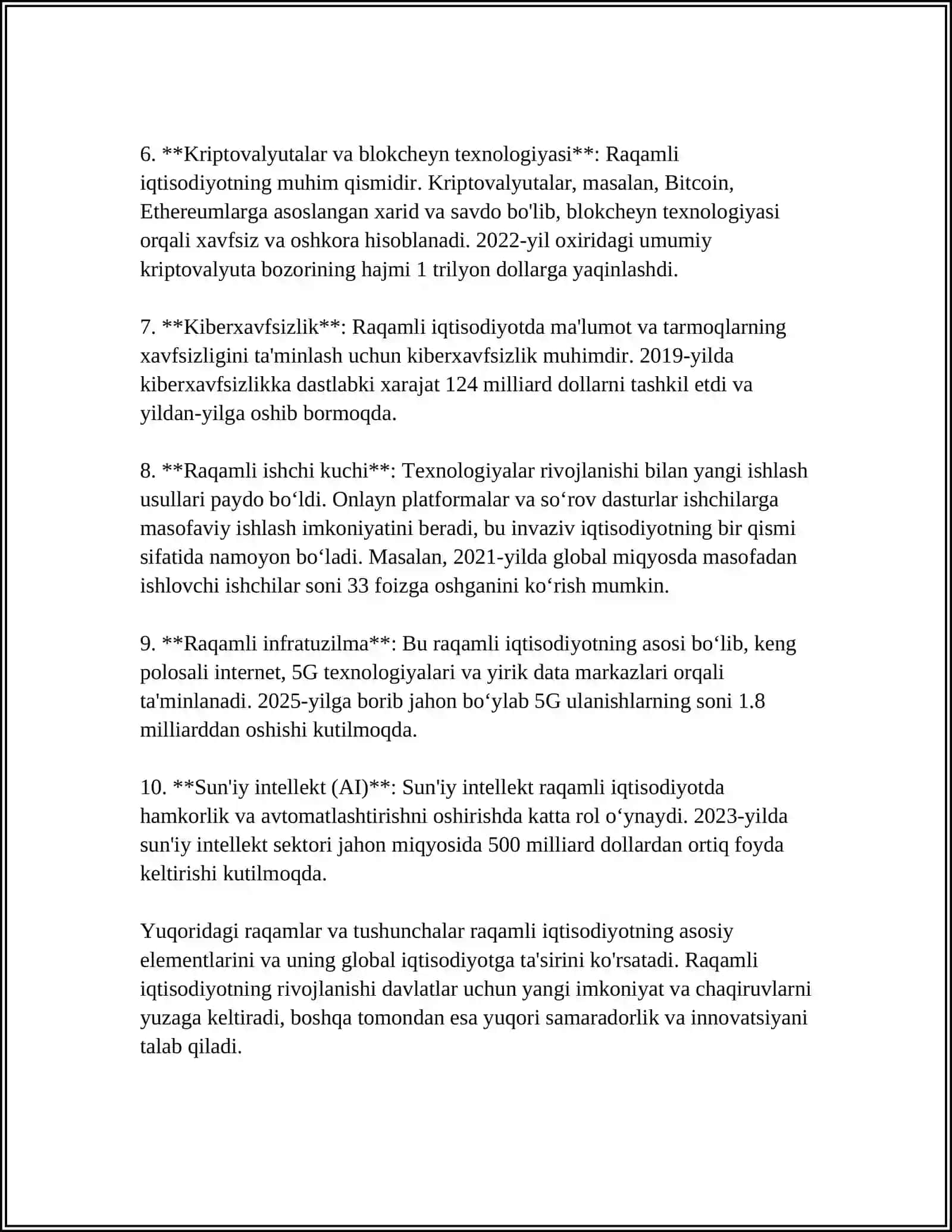 IQTISODIYOTNI RIVOJLANTIRISHDA RAQAMLI IQTISODIYOTNING O’RNI 4