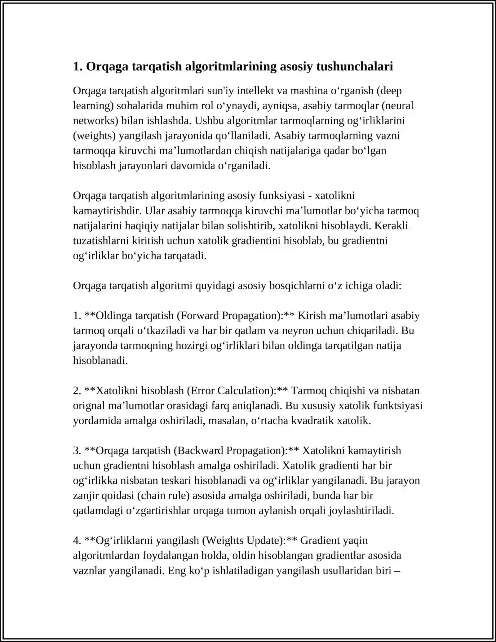 SINIR TARMOQLARIDA ORQAGA TARQATISH ALGORITMLARI 4