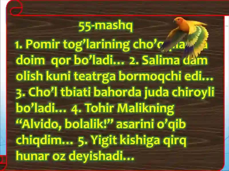 Zidlov bog’lovchilari yordamida bog’langan qo'shma gap 4