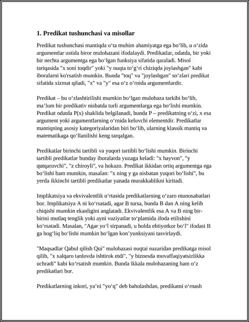 PREDIKATLAR. IMLIKATSIYA VA EKVIVALENSIYA 4