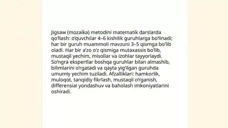 Think-Pair-Share metodidan matematikada foydalanish 4
