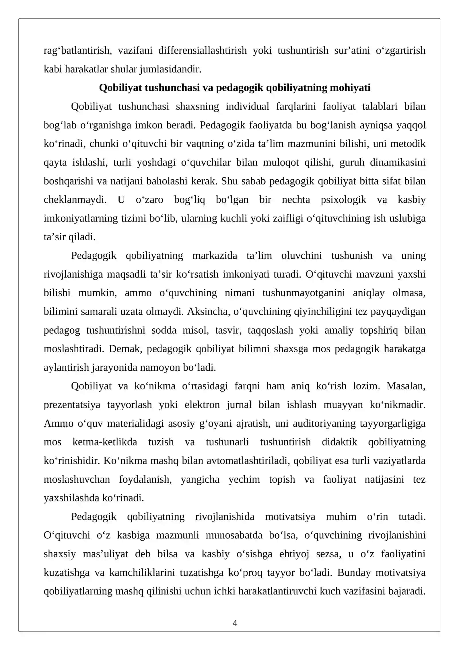Pedagogik qobiliyat va uni shakllantirish yo‘llari 4