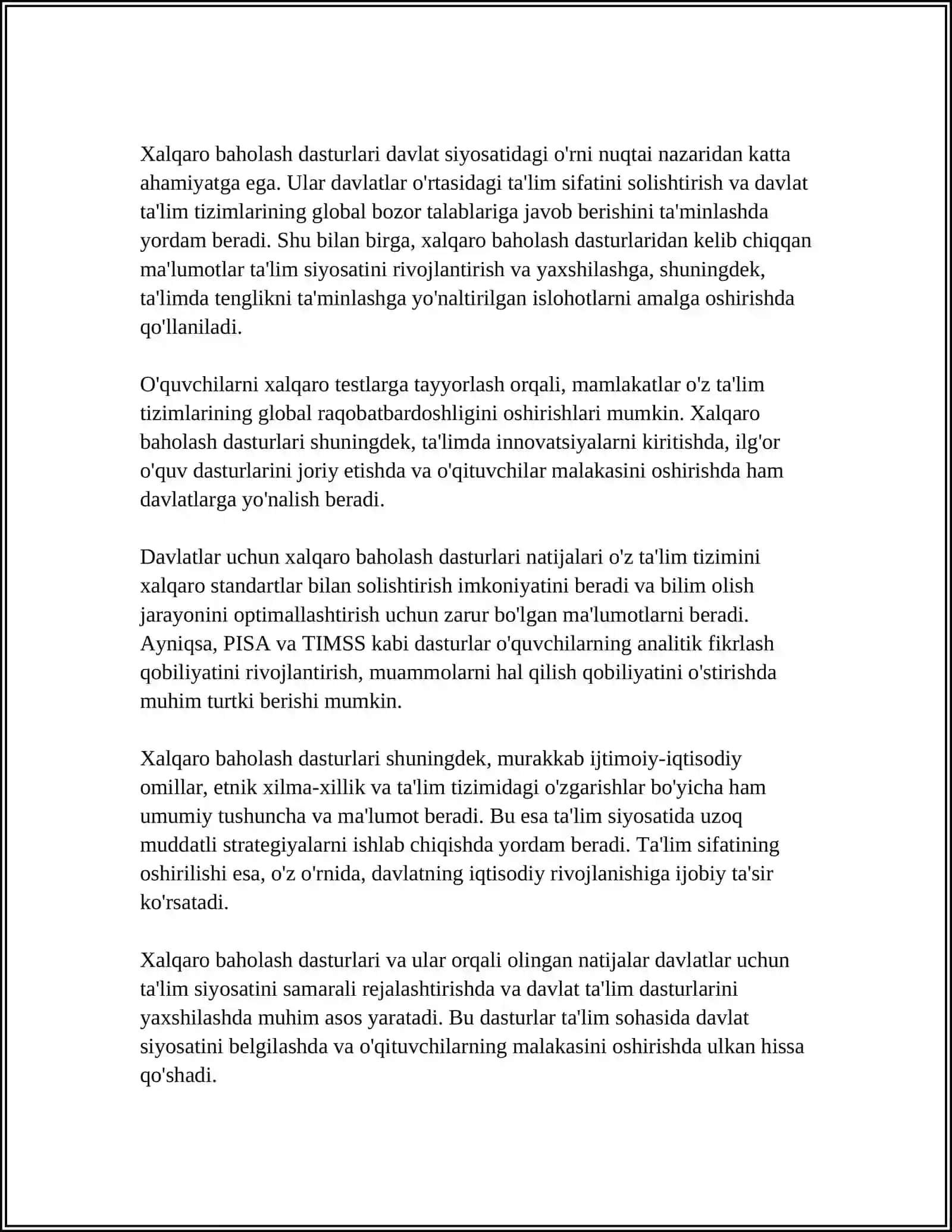 Xalqaro Baholash Dasturlari 4
