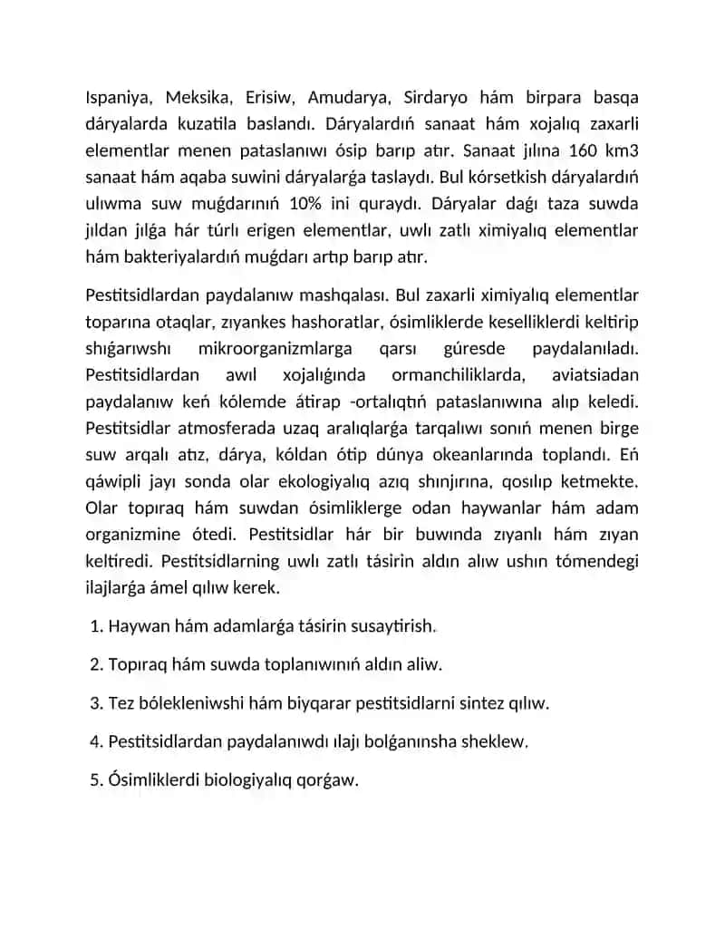 Global, regional hâm lokal ekologiyaliq mashqalalar 4