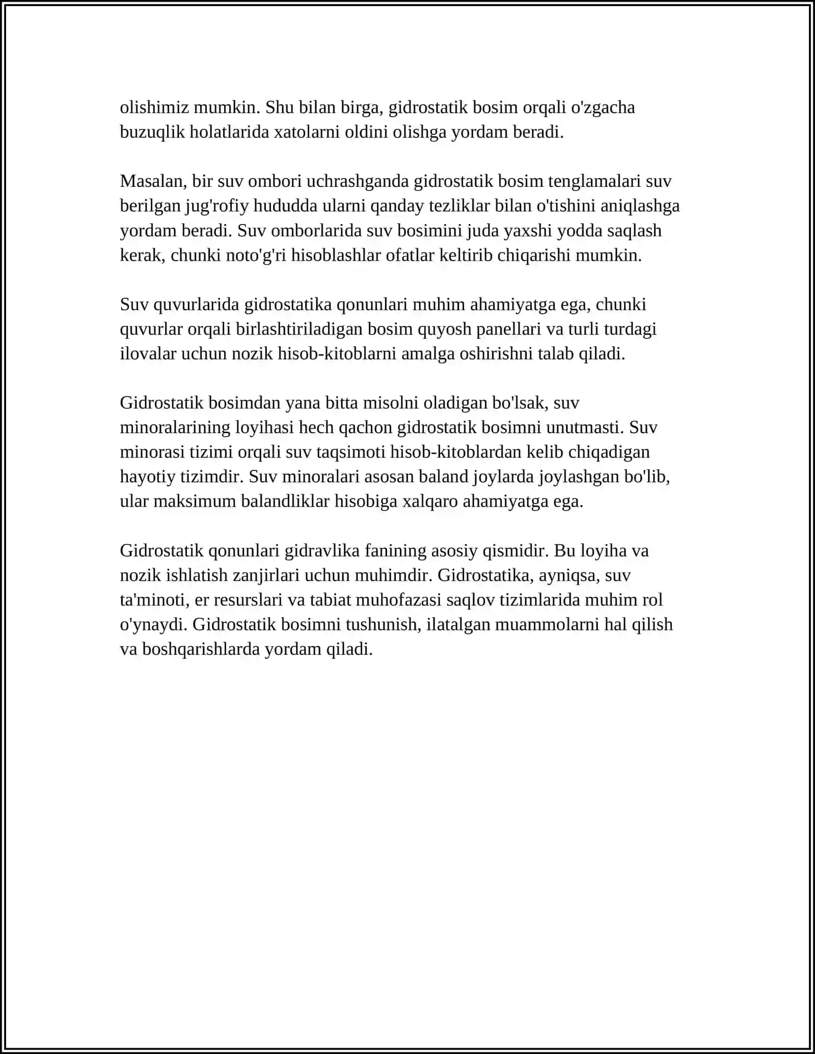 GIDROSTATIKANING ASOSIY TENGLAMASI 4