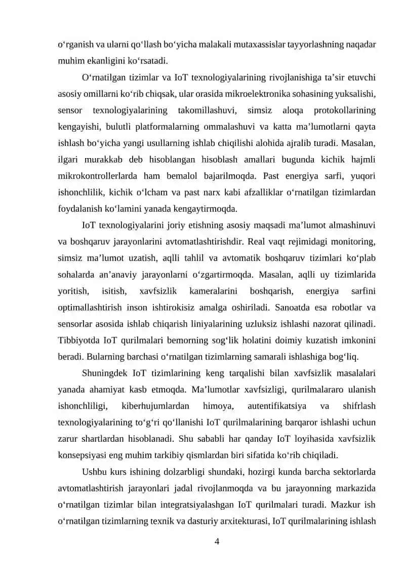 O'RNATILGAN TIZIMLARDA IOT (INTERNET OF THINGS) QO'LLANISHLARI 4