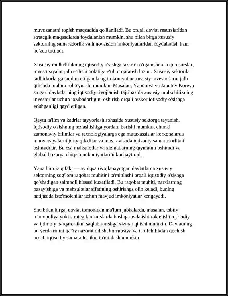 MULKCHILIKNING IQTISODDAGI O'RNI 4