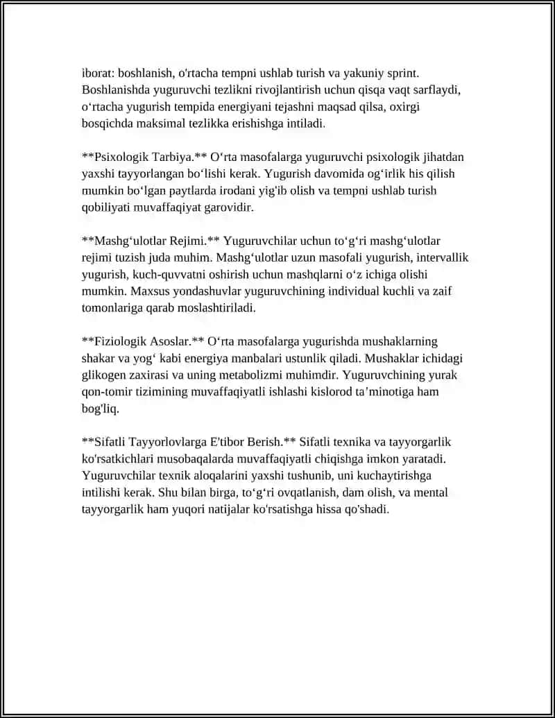 Oʻrta masofalarga yugurish texnikasi 4