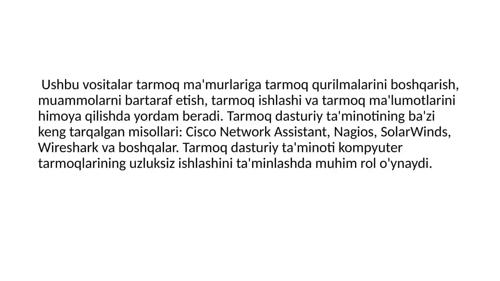 Tarmoq Dasturiy Ta'minoti 4
