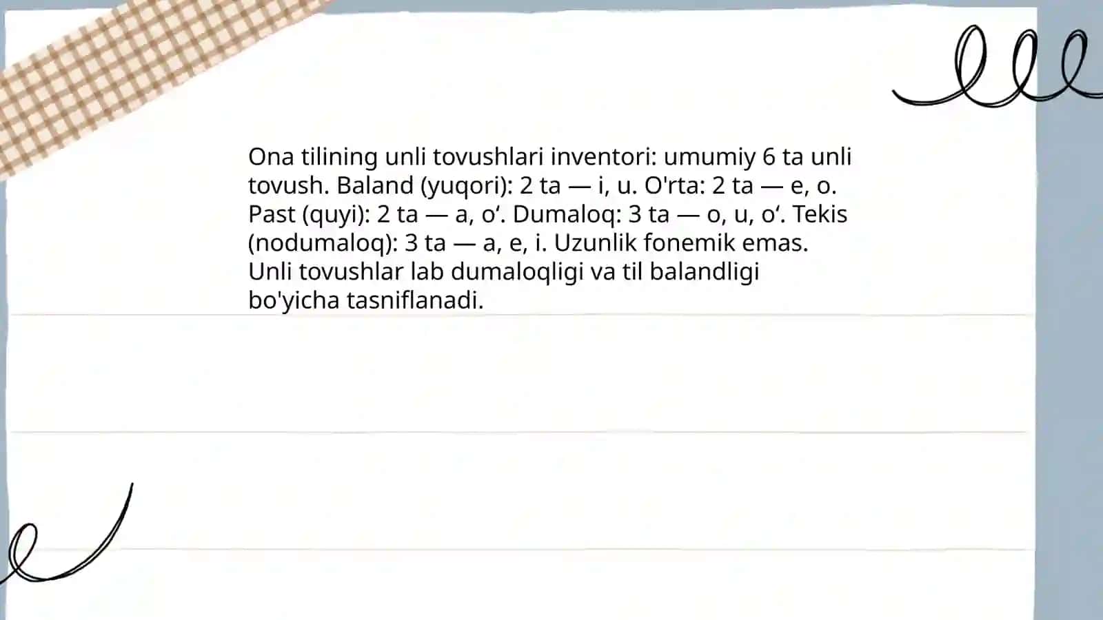 Ona tilining unli va undosh tovushlar tizimi 4