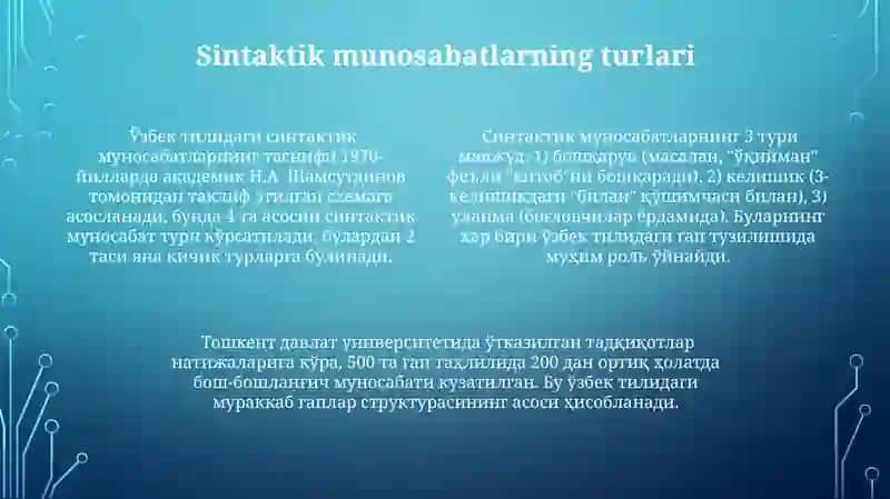 Sintaktik munosabatlar 4