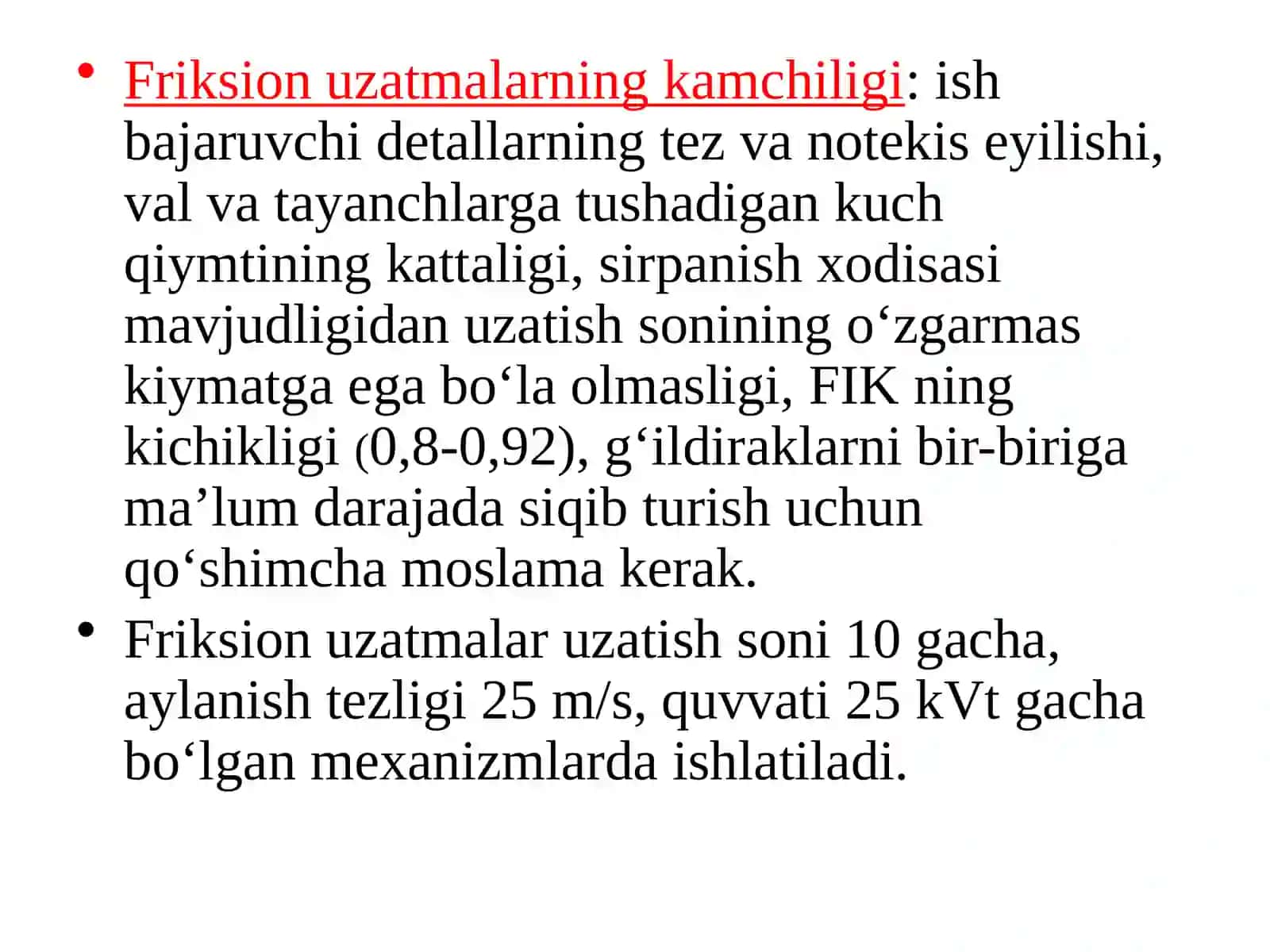 Friksion uzatmalar va variatorlar 4