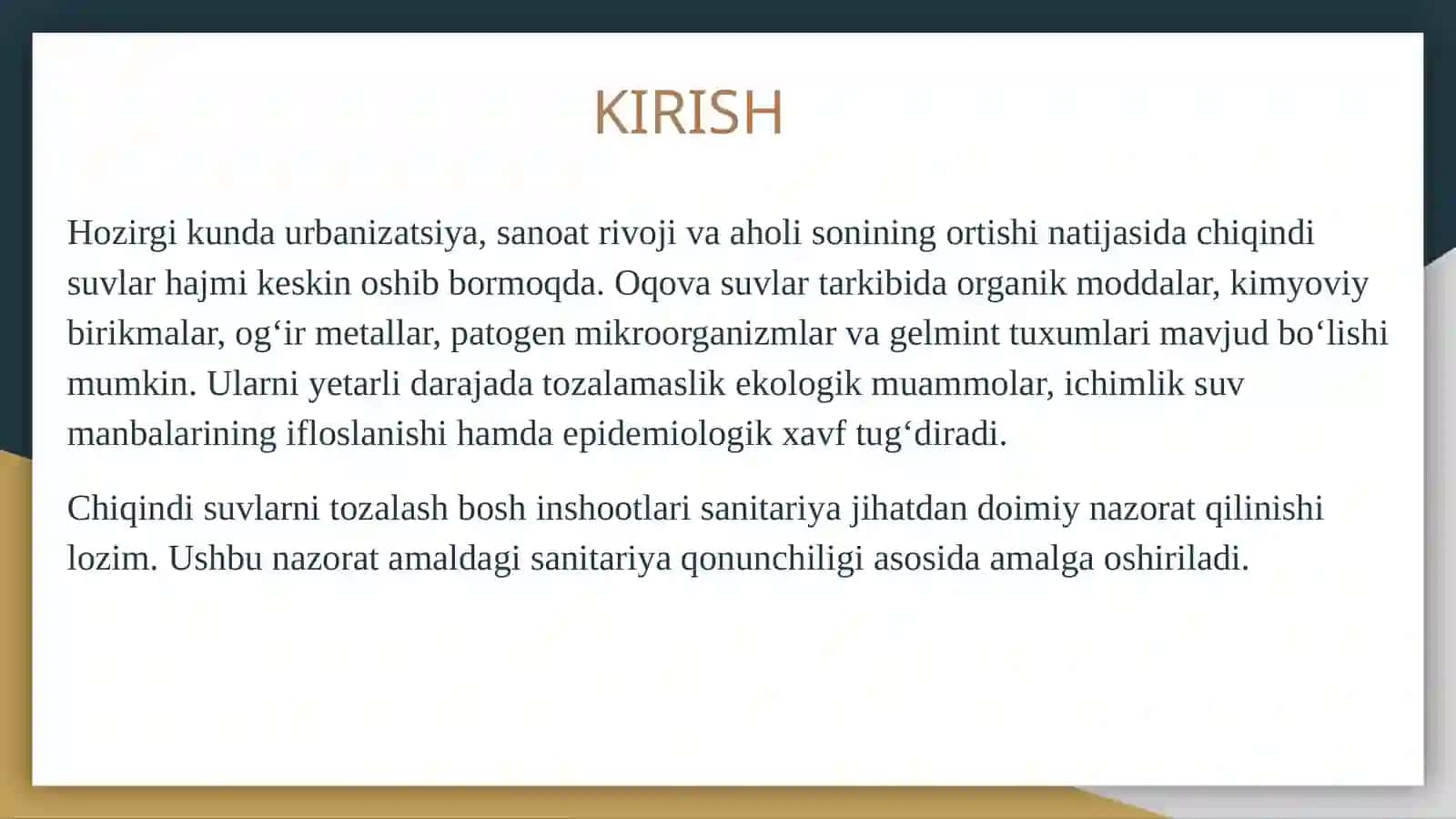 Chiqindi suvlarni tozalash bosqichlari 4
