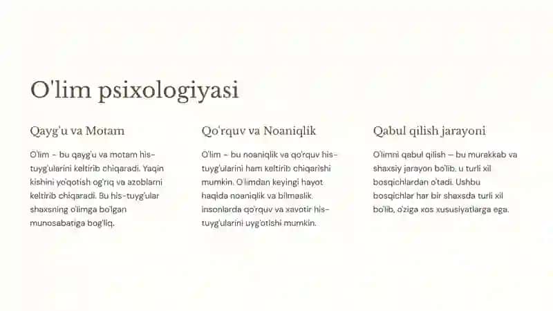 O'lim haqidagi tushunchalar 4