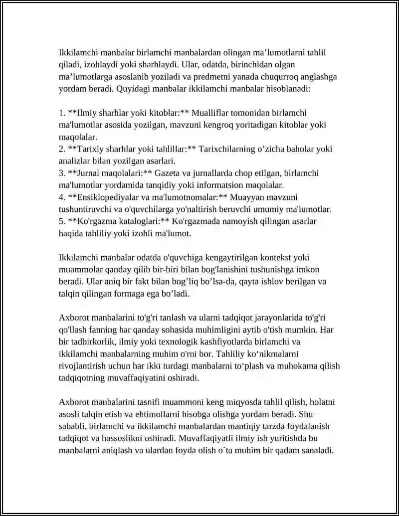 AXBOROT MANBALARI VA UNING TURLARI 4