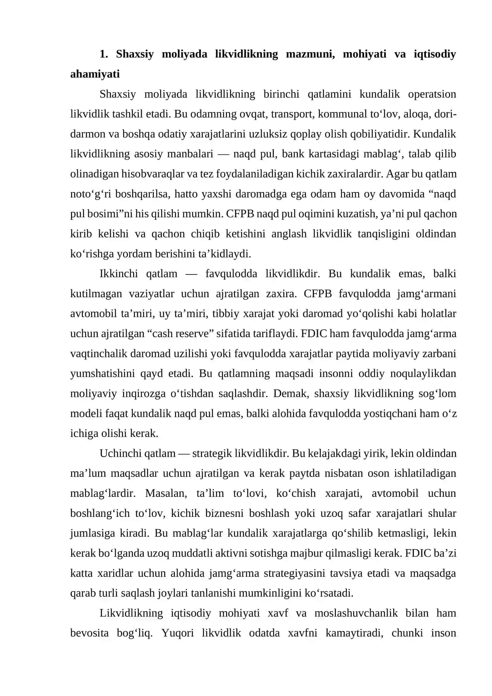 Shaxsiy moliyada likvidlik tushunchasi 4